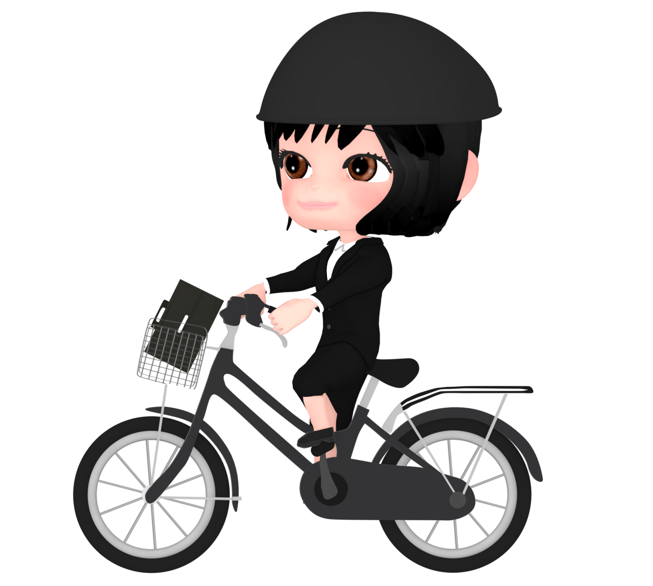 かわいい自転車通勤のイラスト
