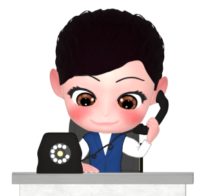 かわいい電話対応するOLのイラスト