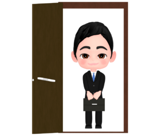 ドアを開ける男性会社員のイラスト