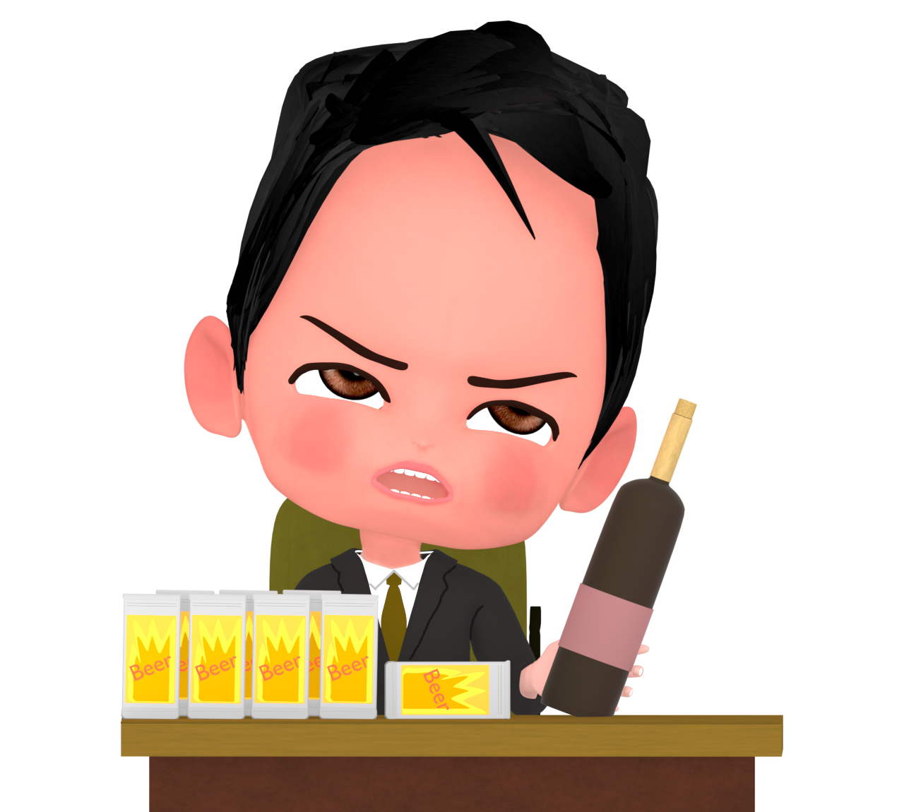 酒癖が悪い男性会社員のイラスト