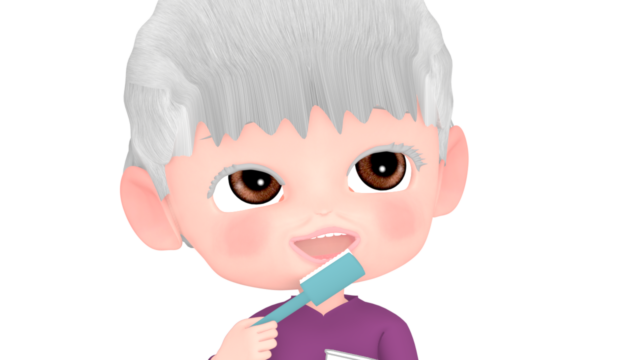 elderly brushing teeth grandma img