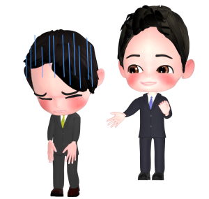 同僚を励ます男性会社員のイラスト