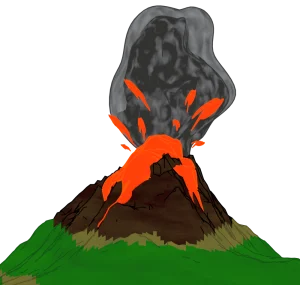 噴火する火山のイラスト