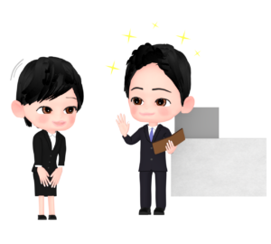 女性会社員に奢る先輩のイラスト