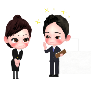 女性会社員に奢る先輩のイラスト