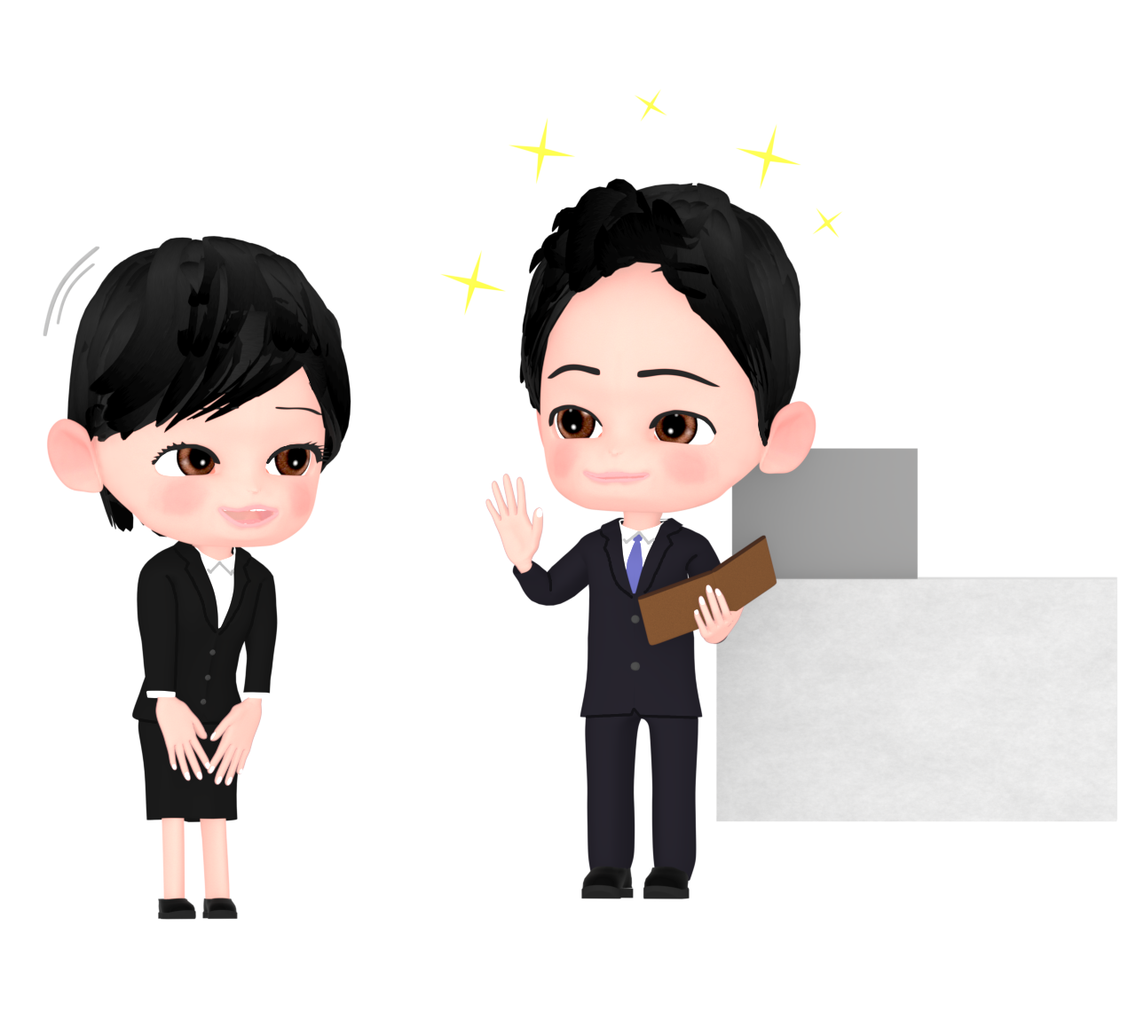 女性会社員に奢る先輩のイラスト