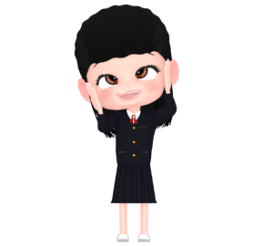 変顔をする女子学生のイラスト