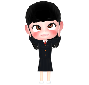 変顔する女子学生のイラスト