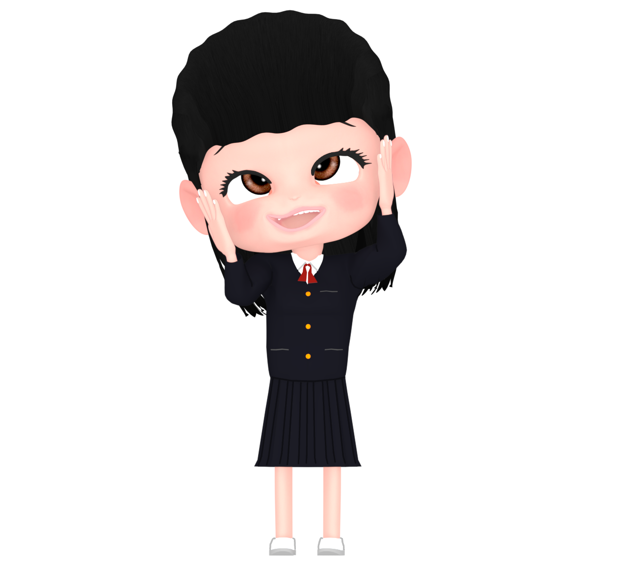 変顔をする女子学生のイラスト
