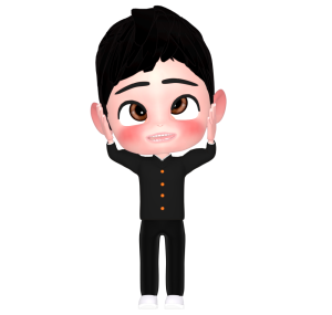 面白い顔をする男子学生のイラスト