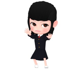 ガオーポーズの女子学生のイラスト