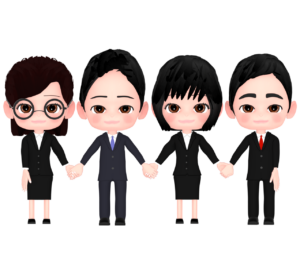 手を繋ぐ会社員のイラスト
