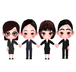 手を繋ぐ会社員のイラスト