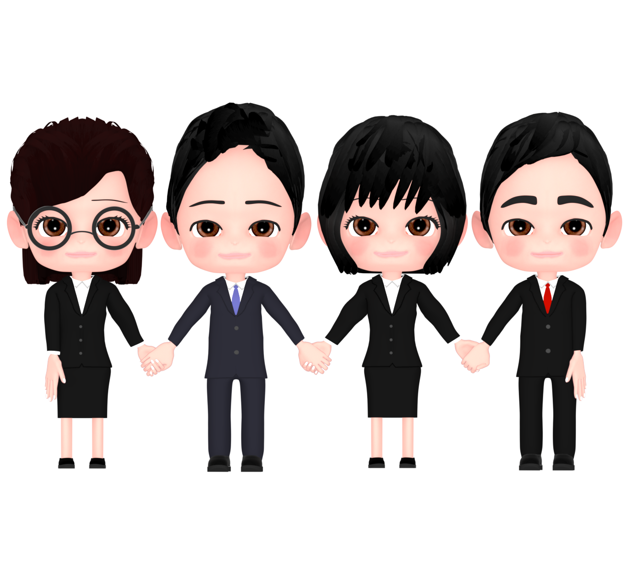 手を繋ぐ会社員のイラスト