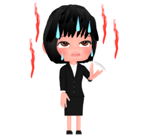 暑くて汗をかく女性会社員のイラスト