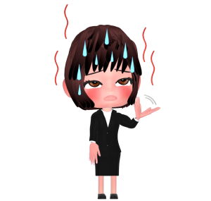 暑くて汗をかく女性会社員のイラスト