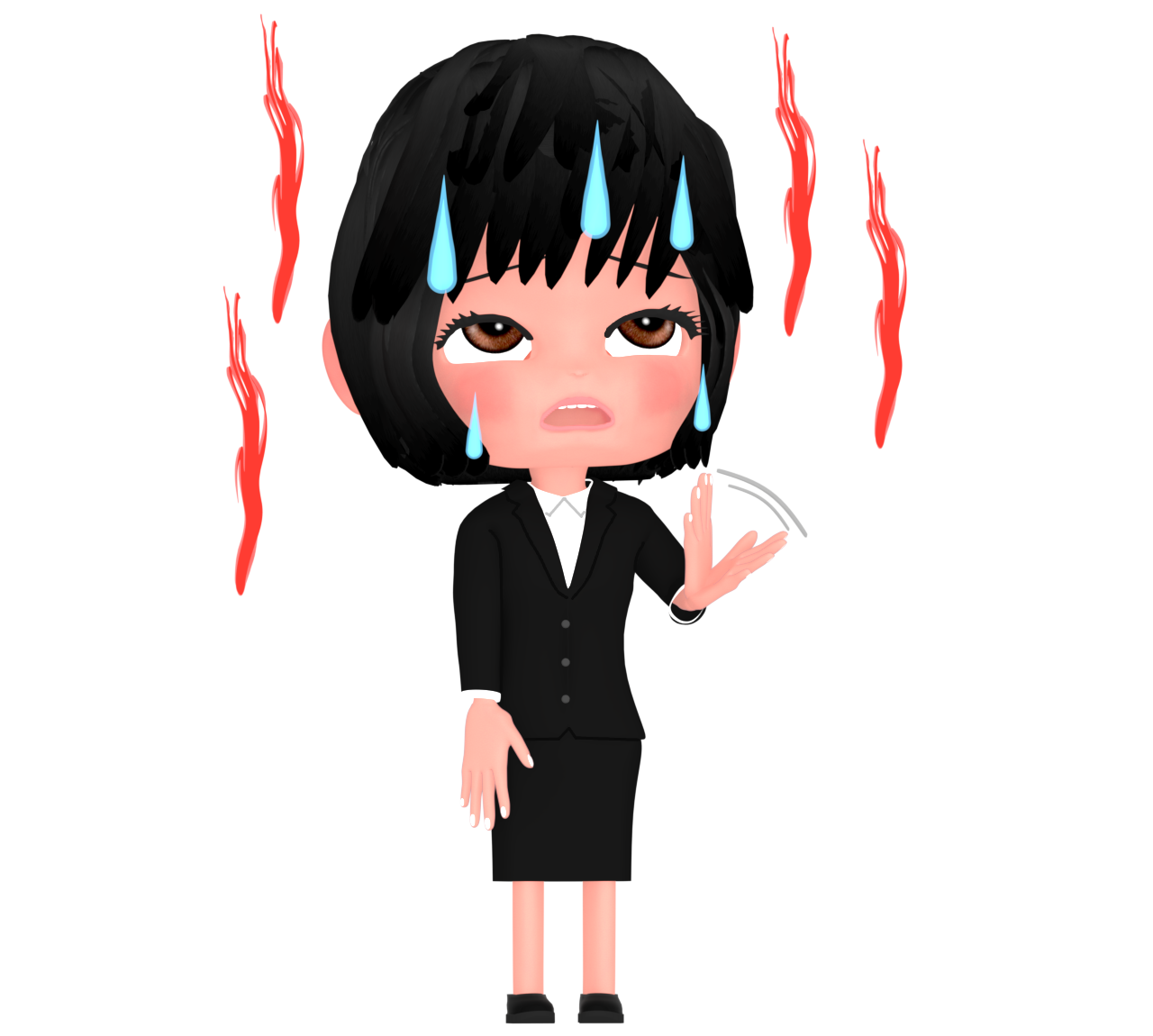 暑くて汗をかく女性会社員のイラスト