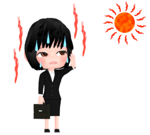 暑い日に外回りをする女性会社員のイラスト