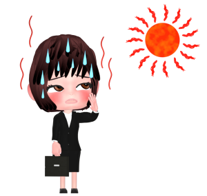 暑い日に外回りをする女性会社員のイラスト
