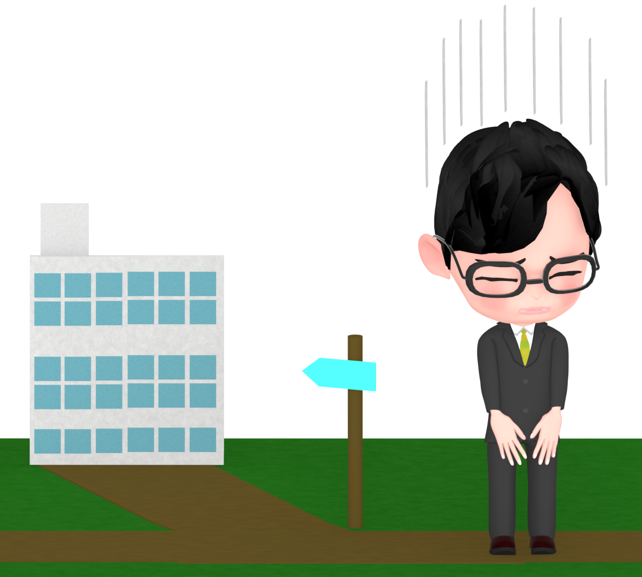 会社に行きたくない会社員のイラスト