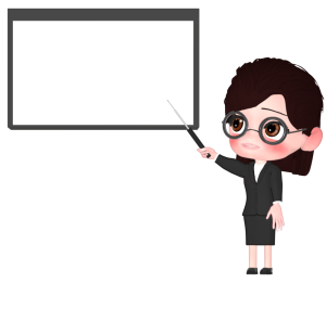 指示棒で説明する女性会社員のイラスト
