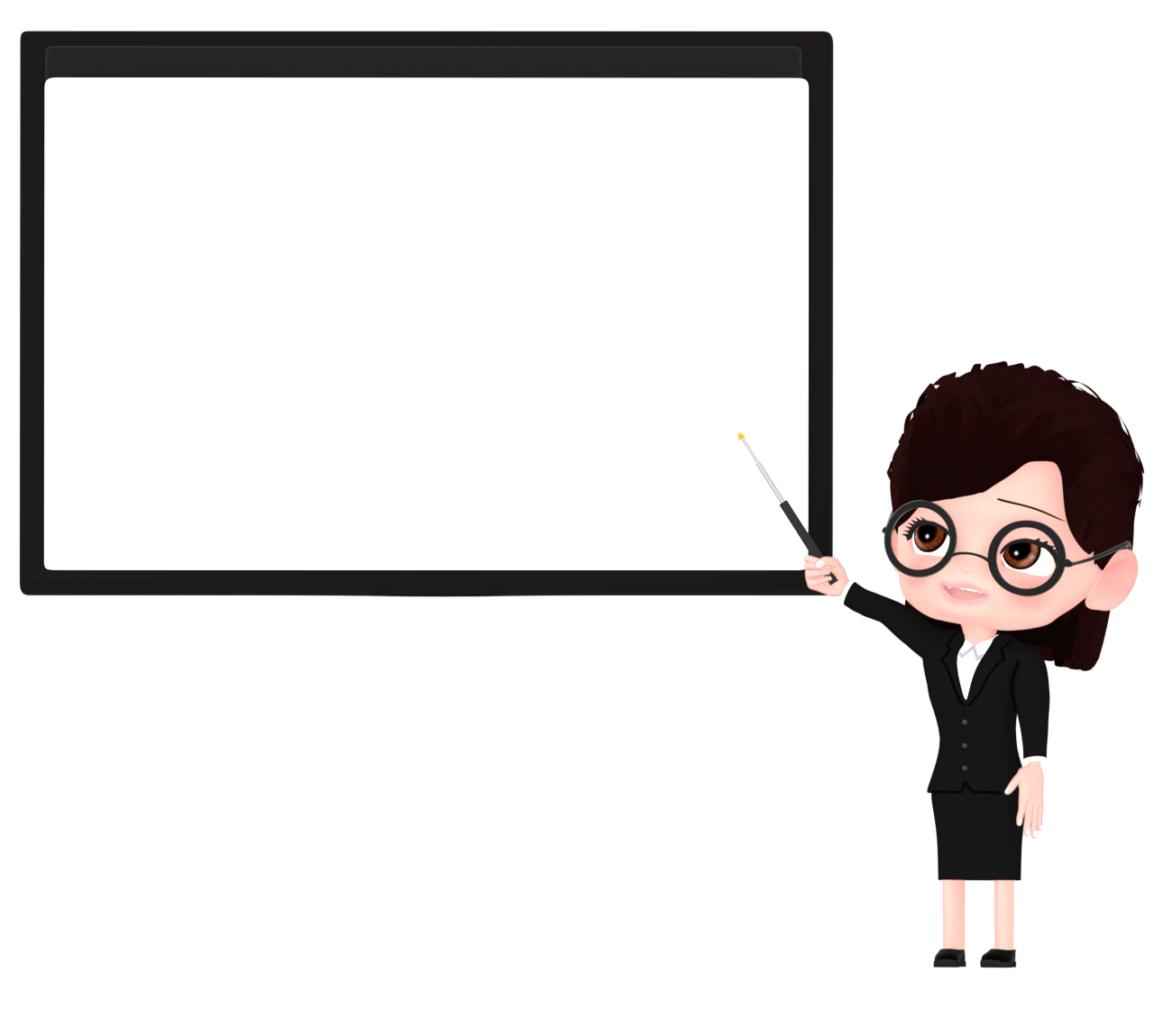 指示棒で説明をする女性会社員のイラスト