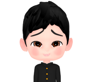 笑いを堪える男子学生のイラスト