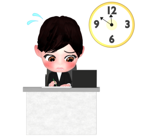 長時間労働する残業のイラスト
