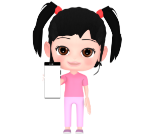 笑顔で携帯電話を向ける女の子のイラスト