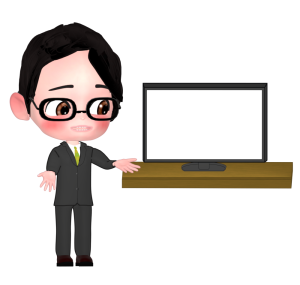 モニターを見せる会社員のイラスト