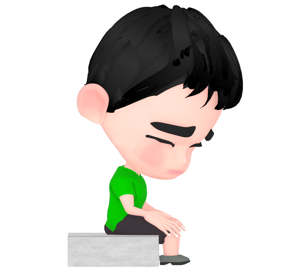 元気がない男の子のイラスト