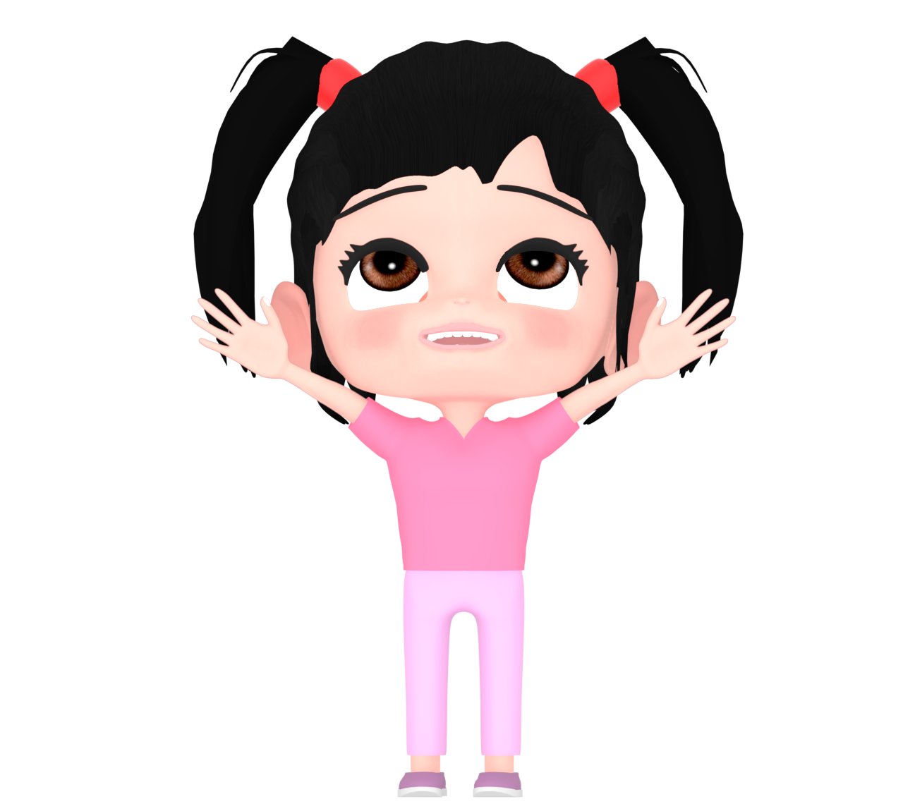 両手を広げて空を見る女の子のイラスト
