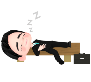 外で昼寝をする会社員のイラスト