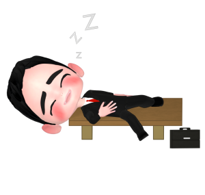 外で昼寝をする会社員のイラスト
