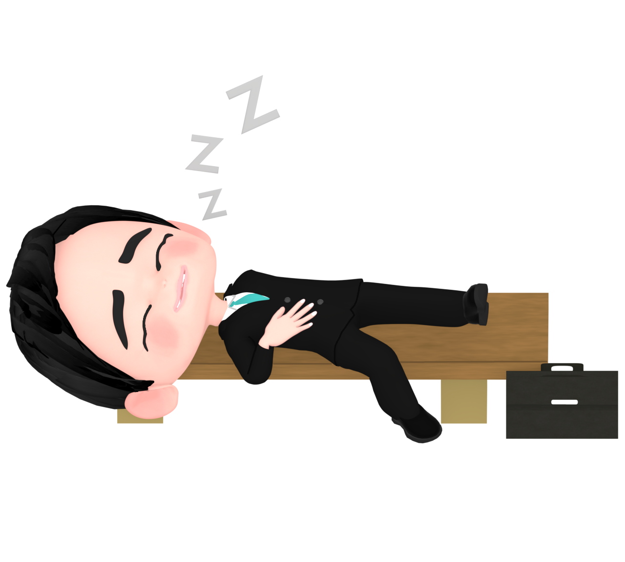 外で昼寝をする会社員のイラスト