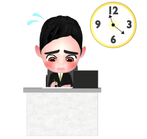 残業する男性会社員のイラスト