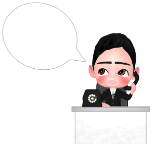 電話で話すビジネスマンと吹き出しのイラスト