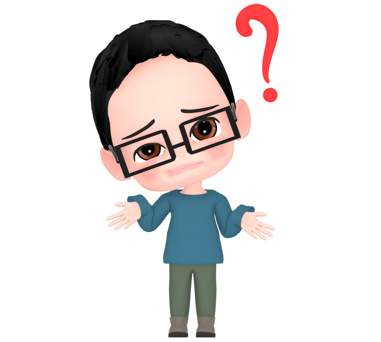 ハテナマークを浮かべる男の子のイラスト