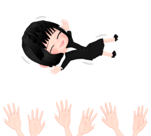 胴上げをされるビジネスウーマンのイラスト