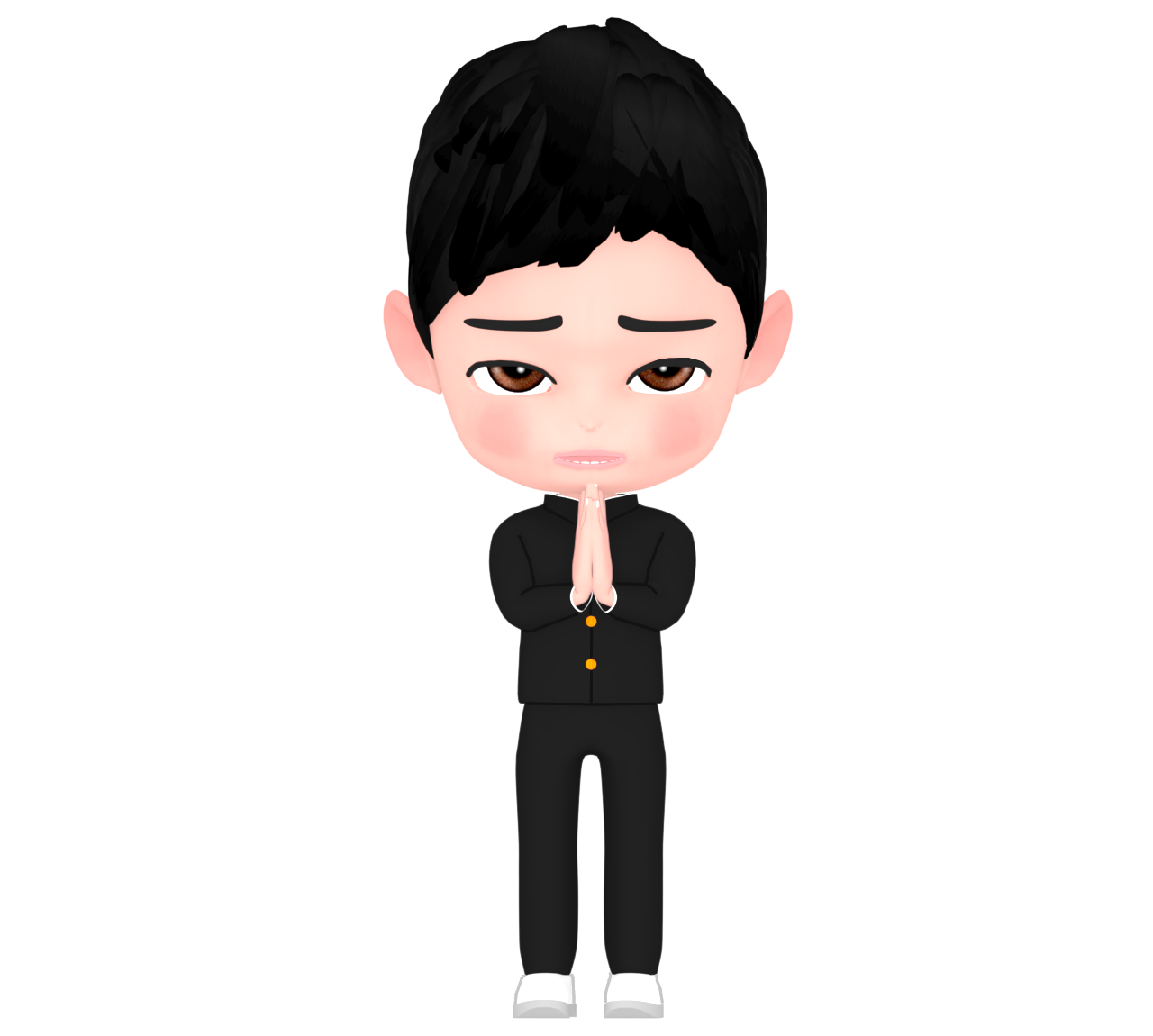 お願いをする男子学生のイラスト
