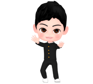 ガオーポーズをする男子学生のイラスト