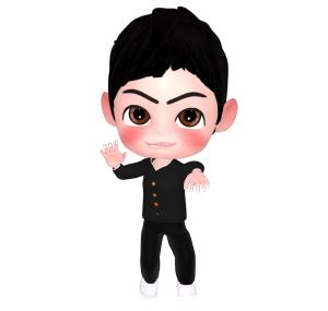 ガオーポーズをする男子学生のイラスト