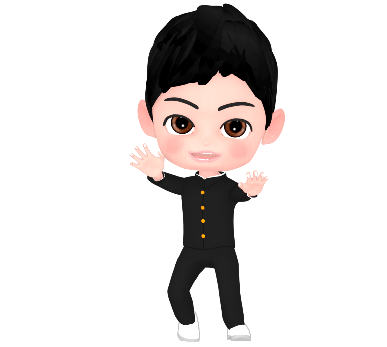 ガオーポーズをする男子学生のイラスト