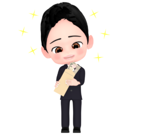 給料袋を持つ男性会社員のイラスト