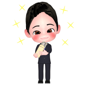 給料袋を持つ男性会社員のイラスト