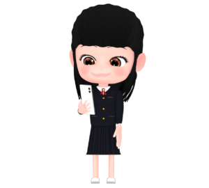スマホを見る女子学生のイラスト