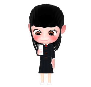 スマホを見る女子学生のイラスト
