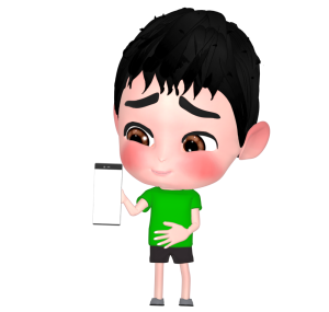 スマホで笑いを堪える男の子のイラスト