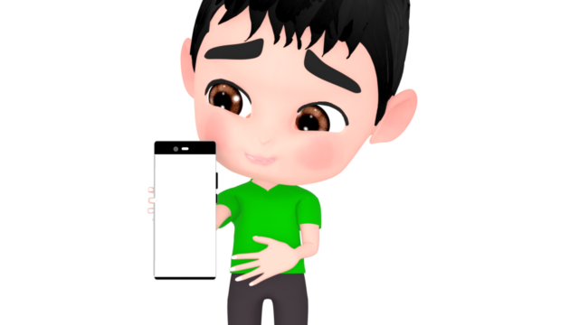 smartphone holding back laughter boy img