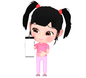 スマホを見て笑う女の子のイラスト